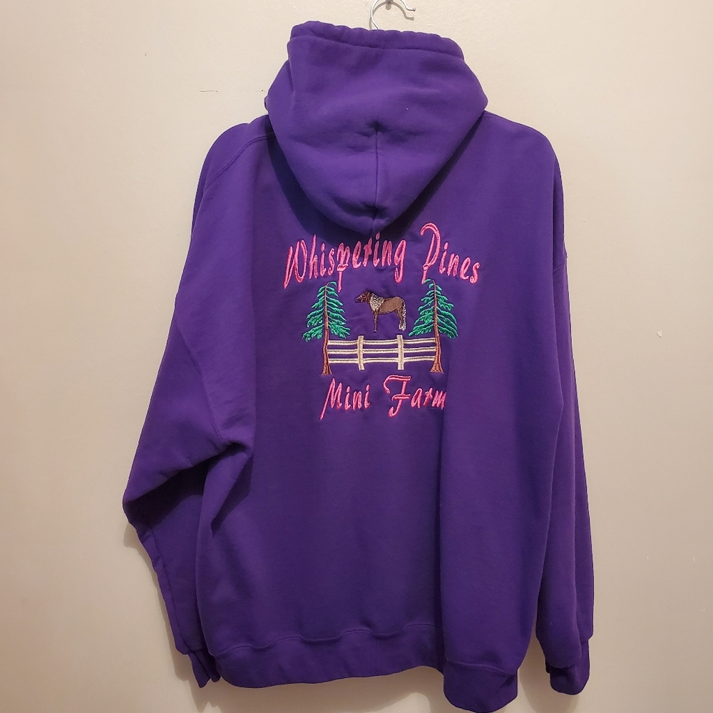 Dottie's Pullover Fleece Hoodie 2XL Purple Logo Whispering Pines Mini Horse Farm